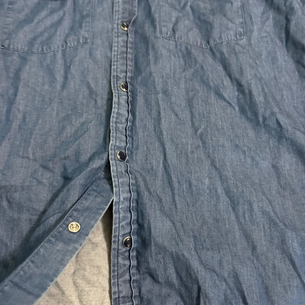 Brooks Brothers Mens Red Fleece Western Denim Shirt XXL Blue Cotton Snap Front
